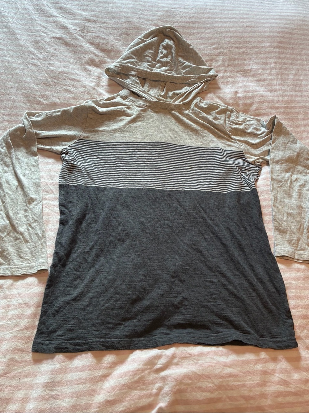 Boy’s Two-Tone Gray and Dark Gray Hooded Shirt